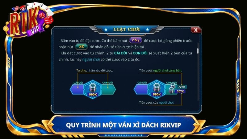 Quy trình một ván Xì Dách Rikvip