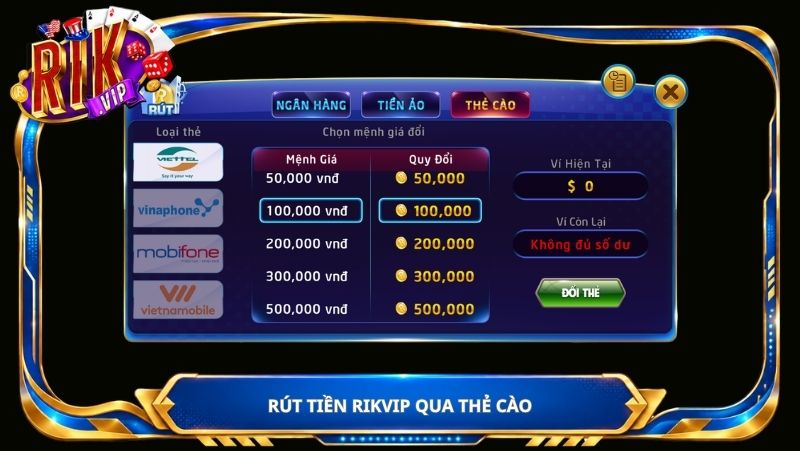Rút tiền qua thẻ cào